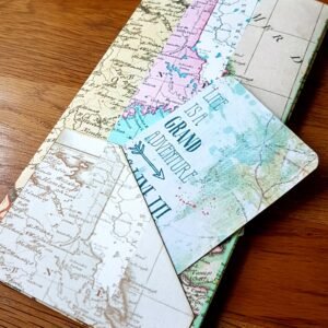Travelers Notebook Dashboard Folder Accessory in Map Print, Midori Pocket Dashboard