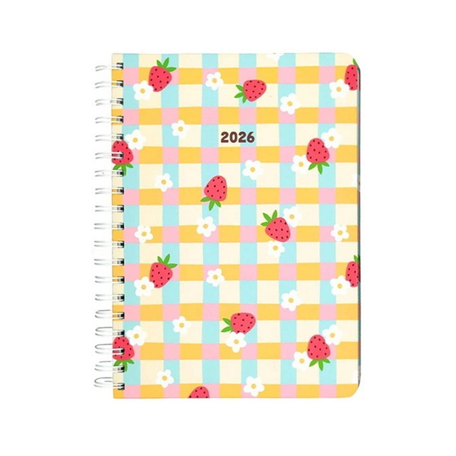 2026 Spiral Planner – Gingham Strawberries